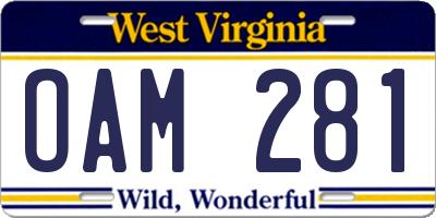 WV license plate OAM281