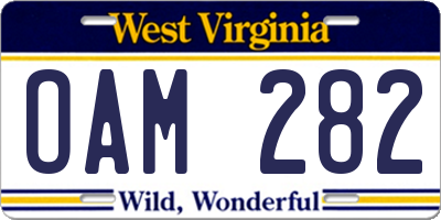 WV license plate OAM282