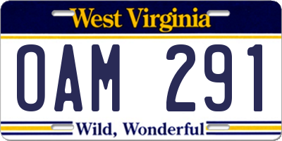 WV license plate OAM291