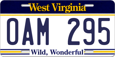 WV license plate OAM295