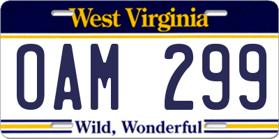 WV license plate OAM299