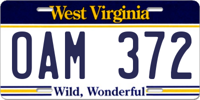 WV license plate OAM372