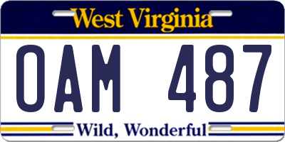 WV license plate OAM487