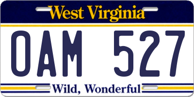 WV license plate OAM527