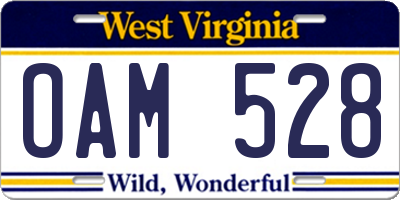 WV license plate OAM528