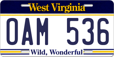 WV license plate OAM536