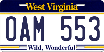 WV license plate OAM553