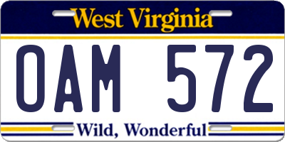 WV license plate OAM572
