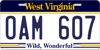 WV license plate OAM607