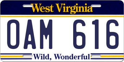 WV license plate OAM616