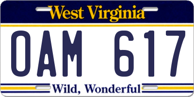 WV license plate OAM617