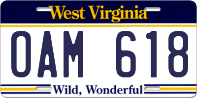 WV license plate OAM618