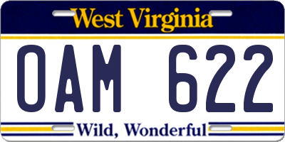 WV license plate OAM622