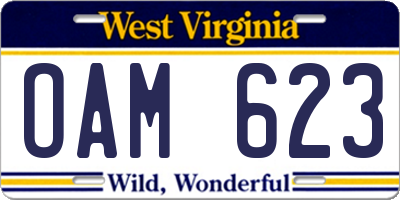 WV license plate OAM623