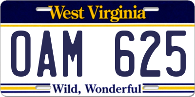 WV license plate OAM625