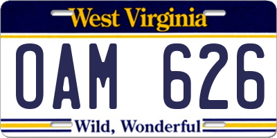 WV license plate OAM626