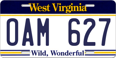WV license plate OAM627