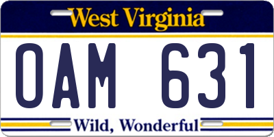 WV license plate OAM631