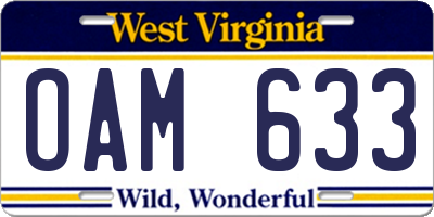 WV license plate OAM633