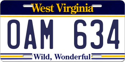 WV license plate OAM634