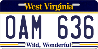 WV license plate OAM636
