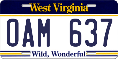 WV license plate OAM637
