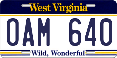WV license plate OAM640