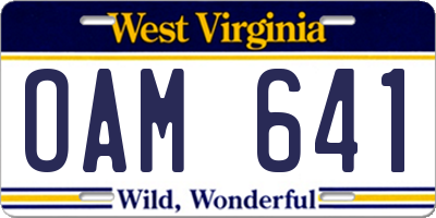 WV license plate OAM641