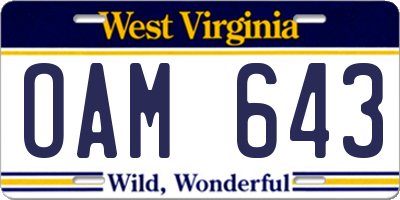 WV license plate OAM643