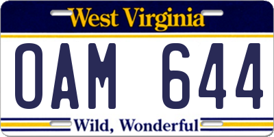 WV license plate OAM644