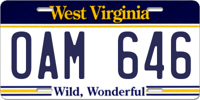 WV license plate OAM646