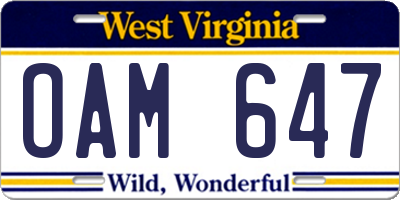 WV license plate OAM647
