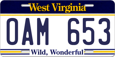 WV license plate OAM653