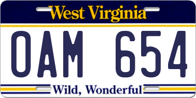 WV license plate OAM654