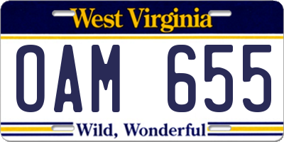 WV license plate OAM655