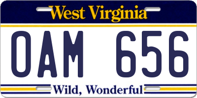 WV license plate OAM656