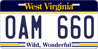 WV license plate OAM660