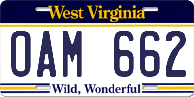 WV license plate OAM662