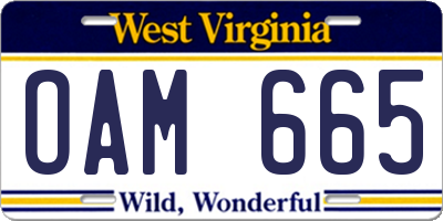WV license plate OAM665