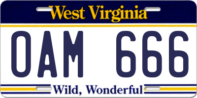 WV license plate OAM666