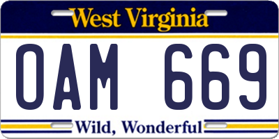 WV license plate OAM669