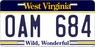 WV license plate OAM684