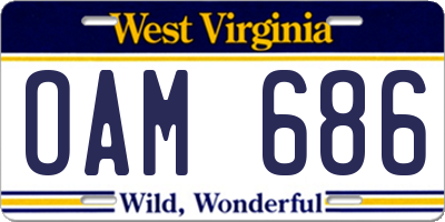 WV license plate OAM686