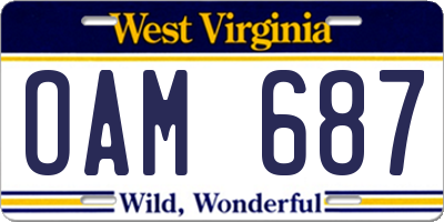 WV license plate OAM687