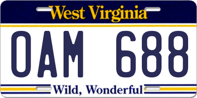 WV license plate OAM688