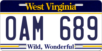 WV license plate OAM689