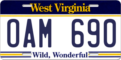 WV license plate OAM690