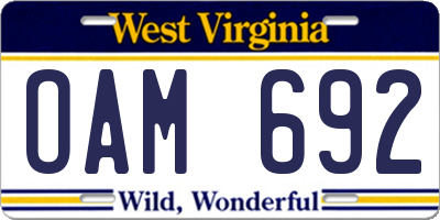 WV license plate OAM692