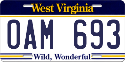 WV license plate OAM693