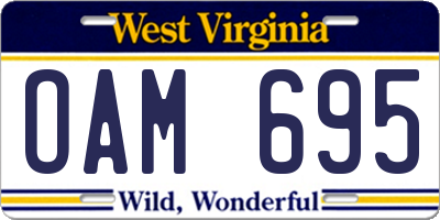 WV license plate OAM695